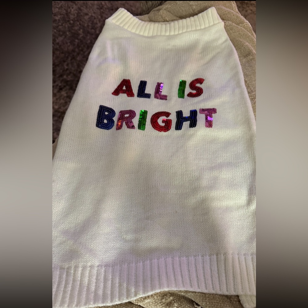 Large White dog Sweater (ALL IS BRIGHT)